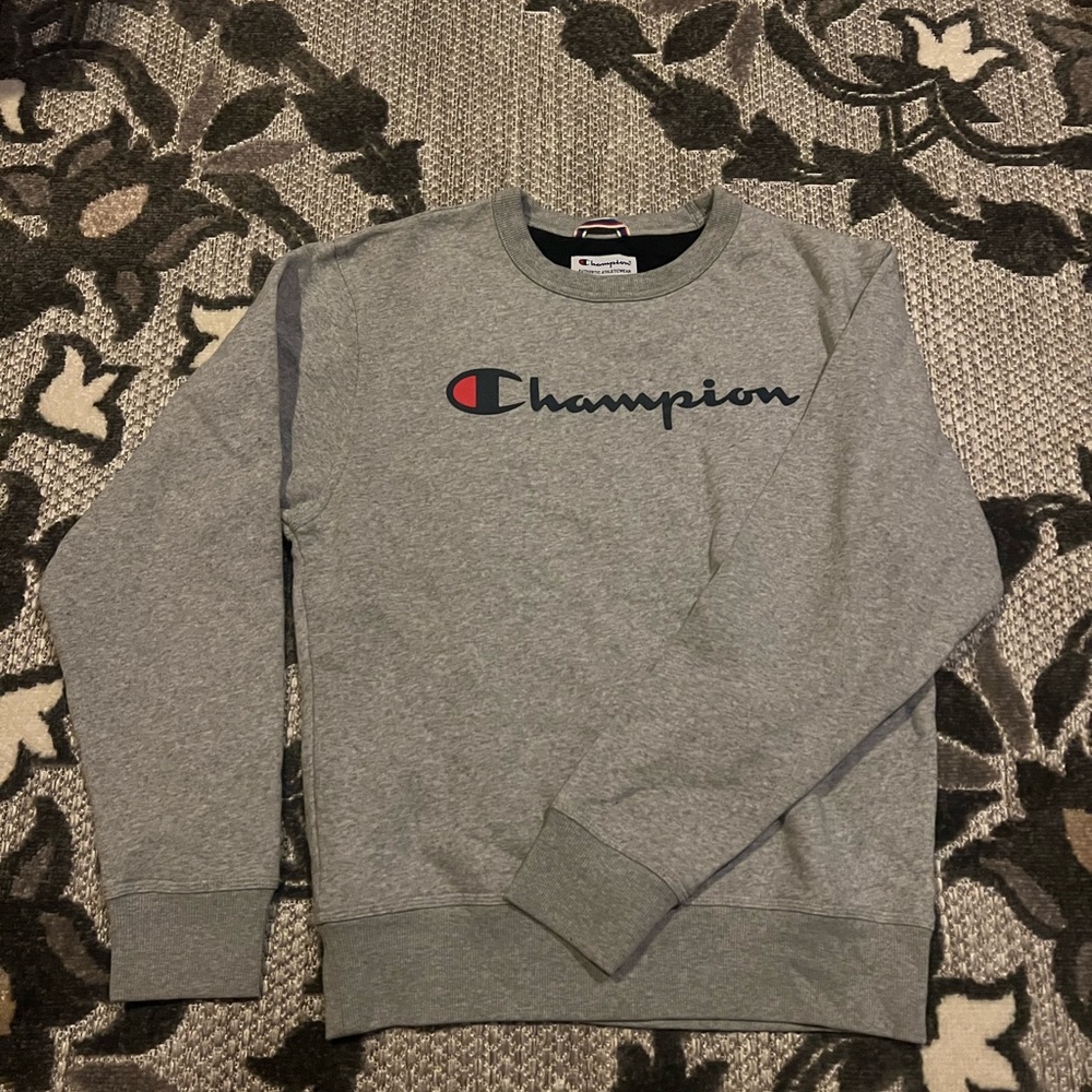 Champion Gray Crewneck Sweater Classic Style
